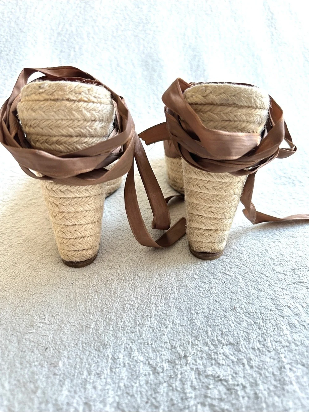 Christian Louboutin Satin Lace Espadrille Wedge Sandals EU 41 US 10